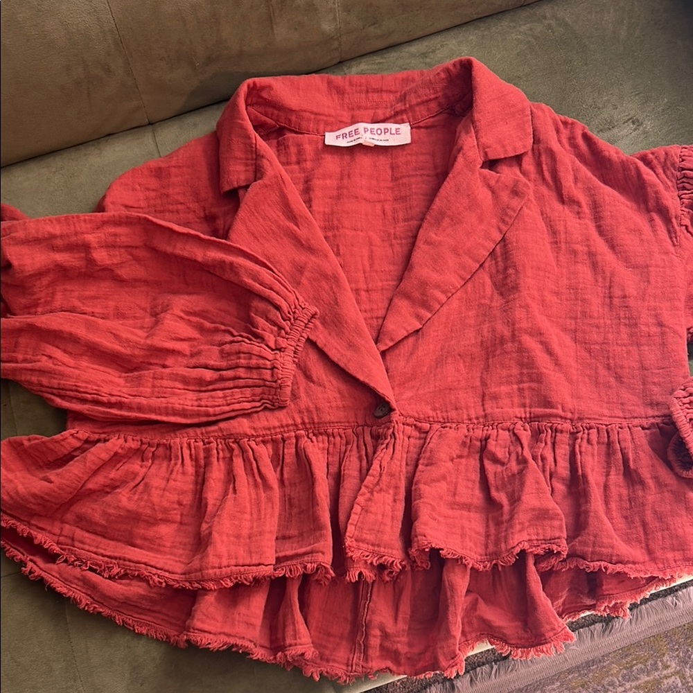Free People Rust Ruffle Top - Picture 2 of 5